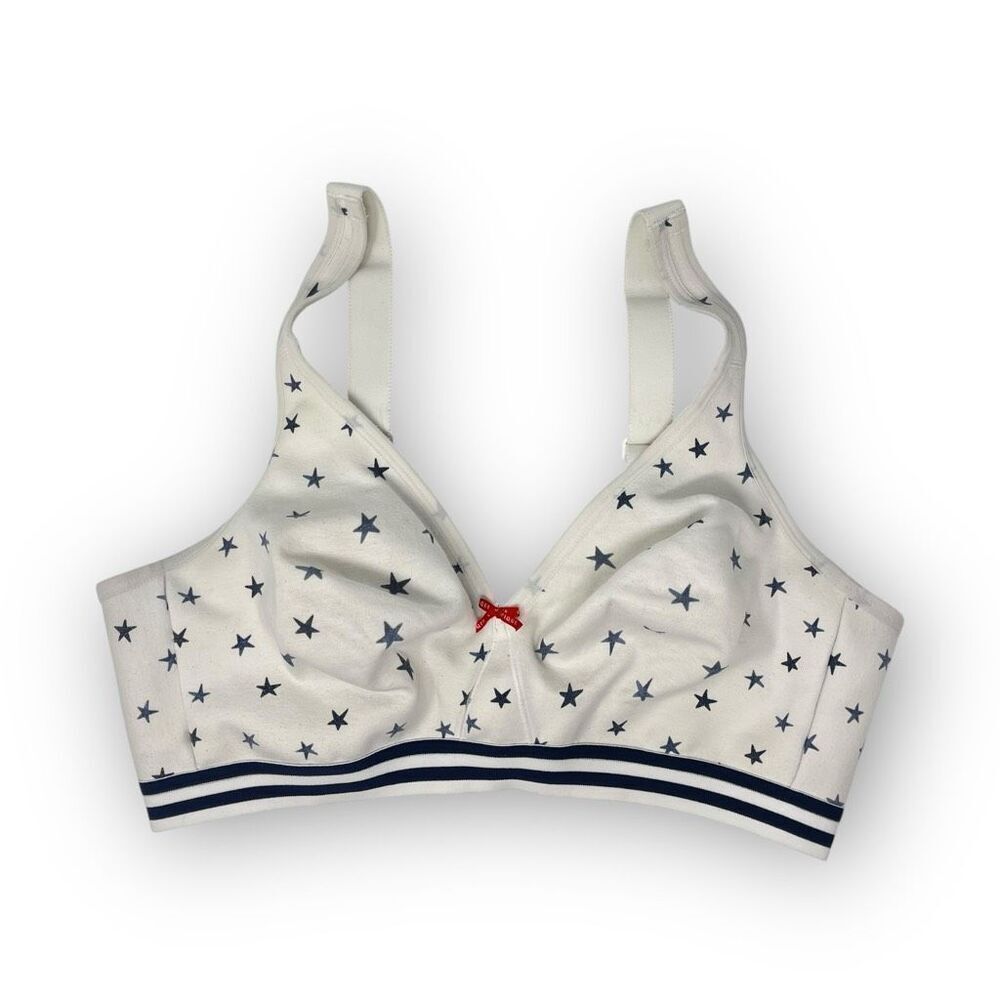 Cacique Lane Bryant Unlined Full Coverage No Wire White Stars Bra Women Size 42D